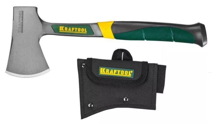 Топорик KRAFTOOL "PRO" туристический цельнокованый с трехкомпонентной рукояткой, в чехле, 0,6 кг
