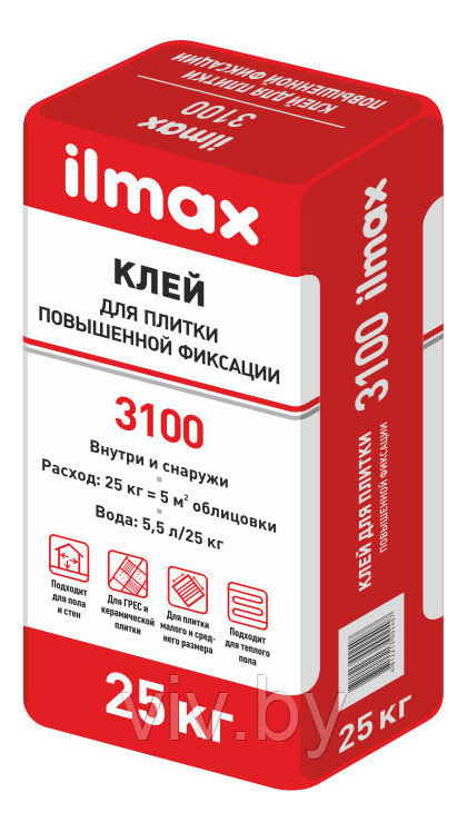 Клей для плитки повышенной фиксации Ilmax 3100, 25кг