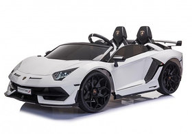Детский электромобиль RiverToys Lamborghini Aventador SVJ A111MP (белый) лицензия двухместный