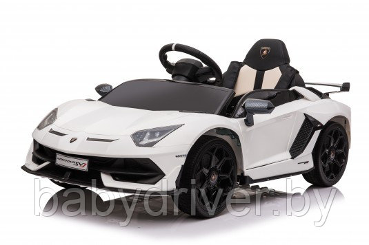 Детский электромобиль RiverToys Lamborghini Aventador SVJ A333MP (белый) лицензия