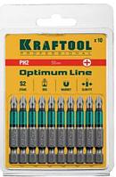 Optimum Line Биты, PH2, 50 мм, тип хвостовика E 1/4", 10 шт в блистере, KRAFTOOL