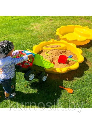 Детская песочница бассейн с крышкой "Подсолнух" Paradiso Toys 114 x 26 см - фото 4 - id-p155778336