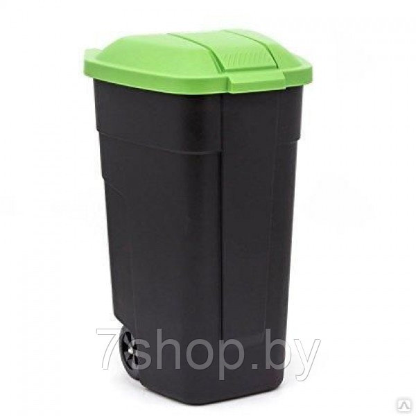 Контейнер для мусора на колесах REFUSE BIN 110 л, черный/зеленый - фото 1 - id-p134315946