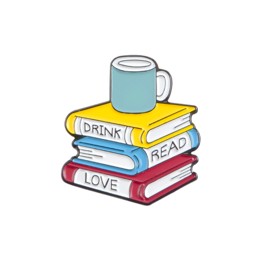 Значок "Книги и кофе" 25 мм