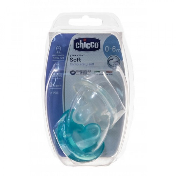 Пустышка Chicco Physio Soft силиконовая для мальчиков 0-6 мес (цена за 1шт) - фото 1 - id-p155807048