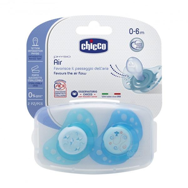 Пустышка Chicco Physio Air силиконовая голубая 0-6мес.(цена за 1шт) - фото 1 - id-p155806007