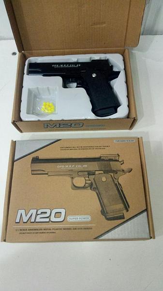 Пистолет металлический M20 пневматический на пульках 6мм - фото 1 - id-p155822455