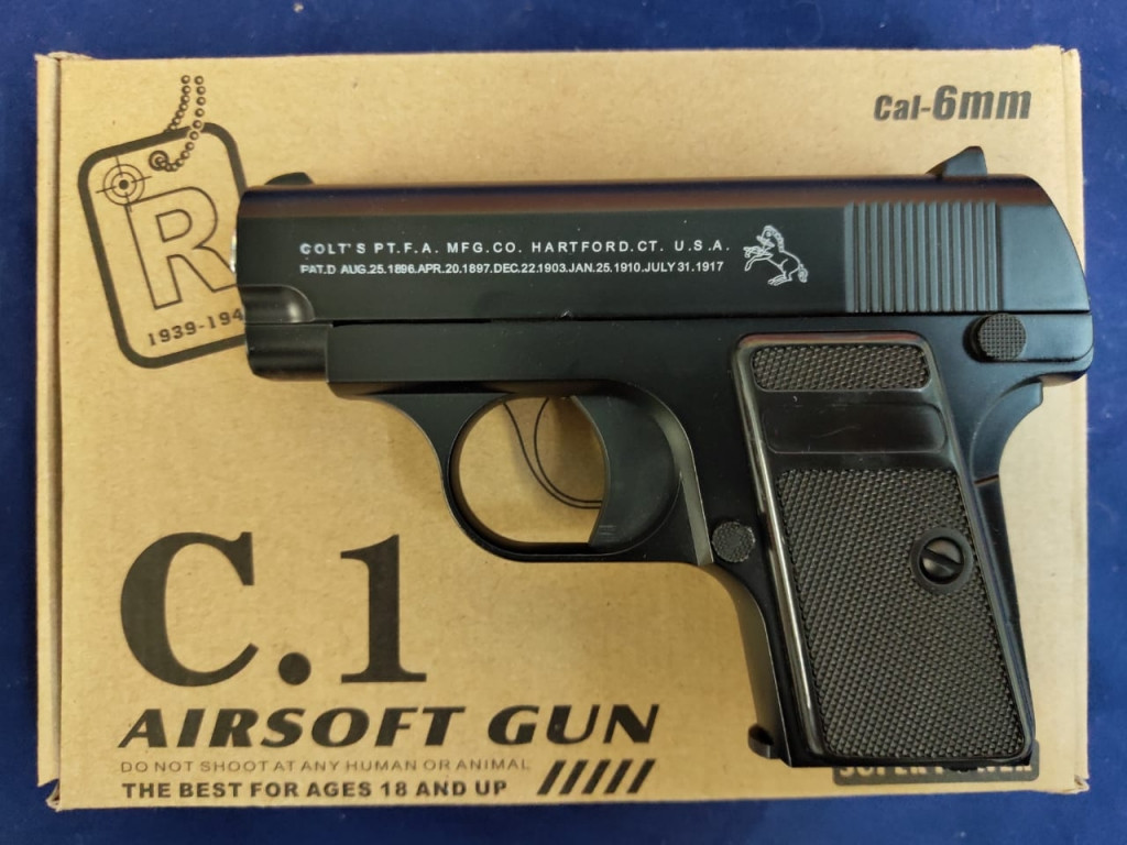 Пистолет металлический Airsoft Gun C1. пневматический на пульках 6мм - фото 1 - id-p155822491