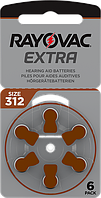 Батарейка для слуховых аппаратов Rayovac Extra 312(Воздушно-цинковая), 36 шт. в упаковке