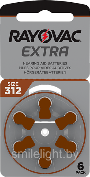 Батарейка для слуховых аппаратов Rayovac Extra 312(Воздушно-цинковая), 36 шт. в упаковке