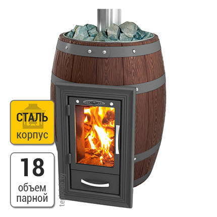 Термофор Вариата Inox Люмина КТК Баррель палисандр печь стальная банная со стеклом, фото 2