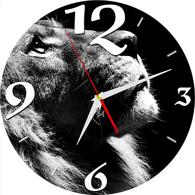 Настенные часы из стекла "Лев в профиль" арт.303