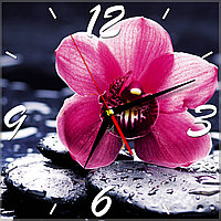 Настенные часы из стекла "Орхидея на камнях" арт.202