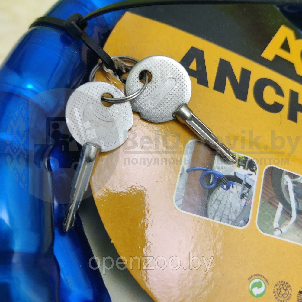 Замок-цепь противоугонный усиленный Anchi Lock 2.5 х 120 см, стальные гильзы в пластиковой оболочкеключи - фото 7 - id-p155878294