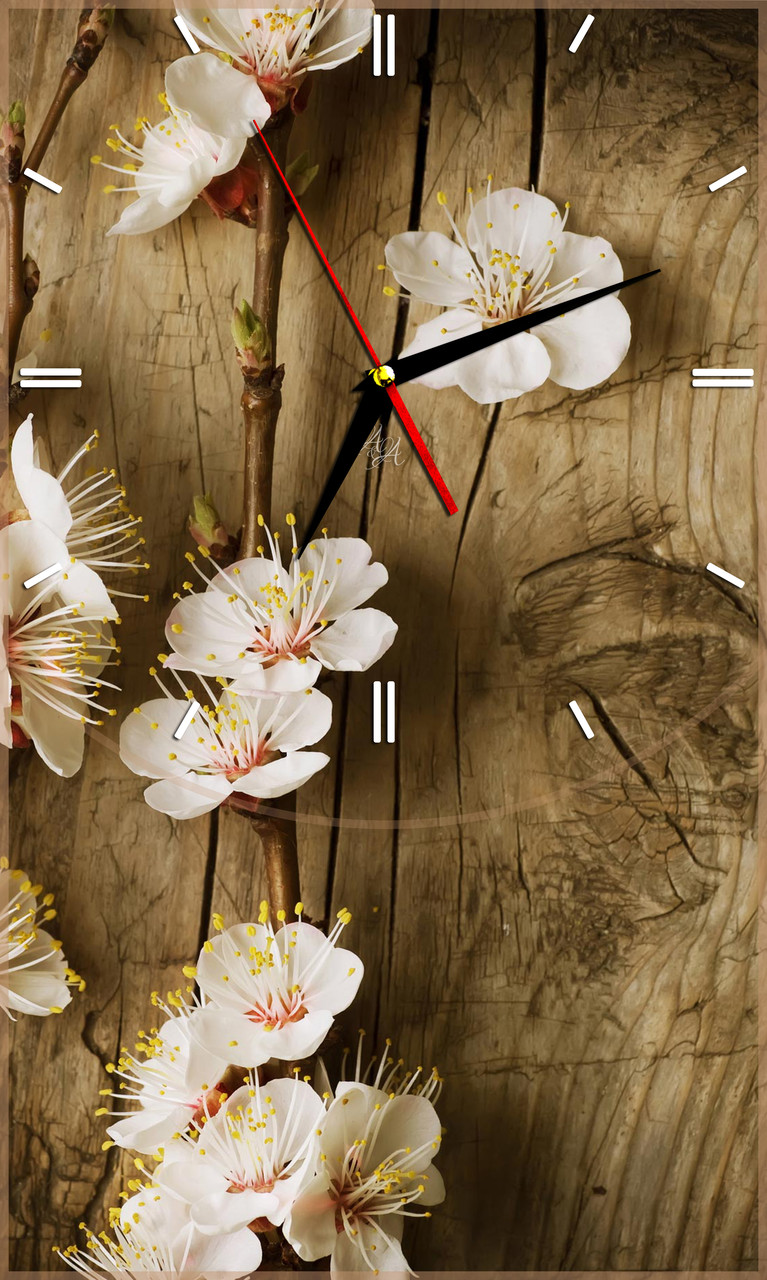 Настенные часы из стекла "Ветка яблони" арт.104