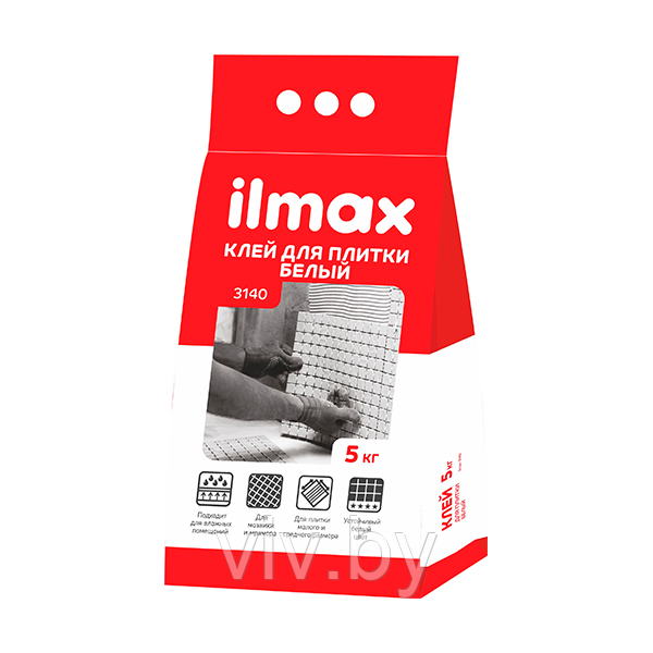 Клей для плитки белый ilmax 3140, 5кг