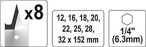 Свёрла перьевые по дереву 12-32мм (набор 8шт) "Yato" YT-3259, фото 2