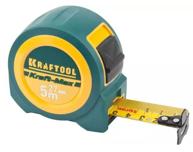 Рулетка KRAFTOOL "PRO" "Kraft-Max", длинный вылет, нейлон покрытие, упрочненный двухкомп корпус, 5м/ - фото 1 - id-p154888362