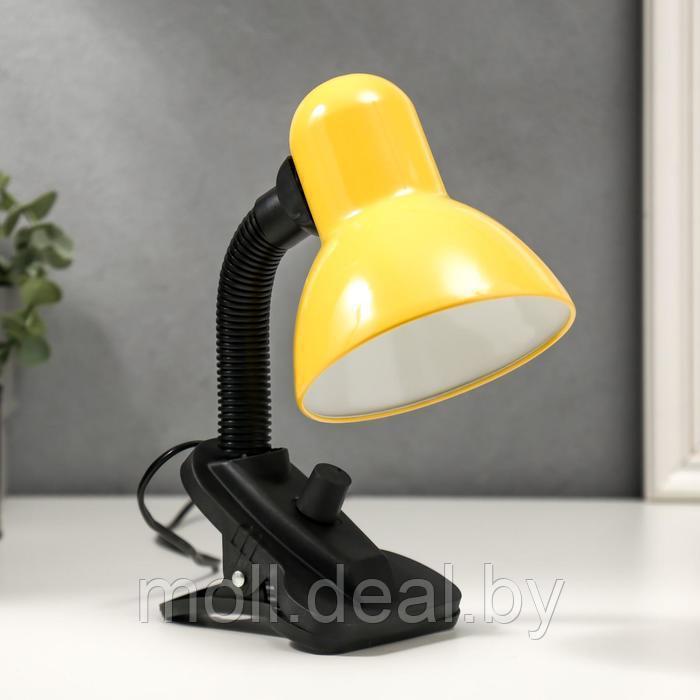 Настольная лампа на прищепке, 1х40Вт Е27, с диммером, желтая, 27х11,5х12 см