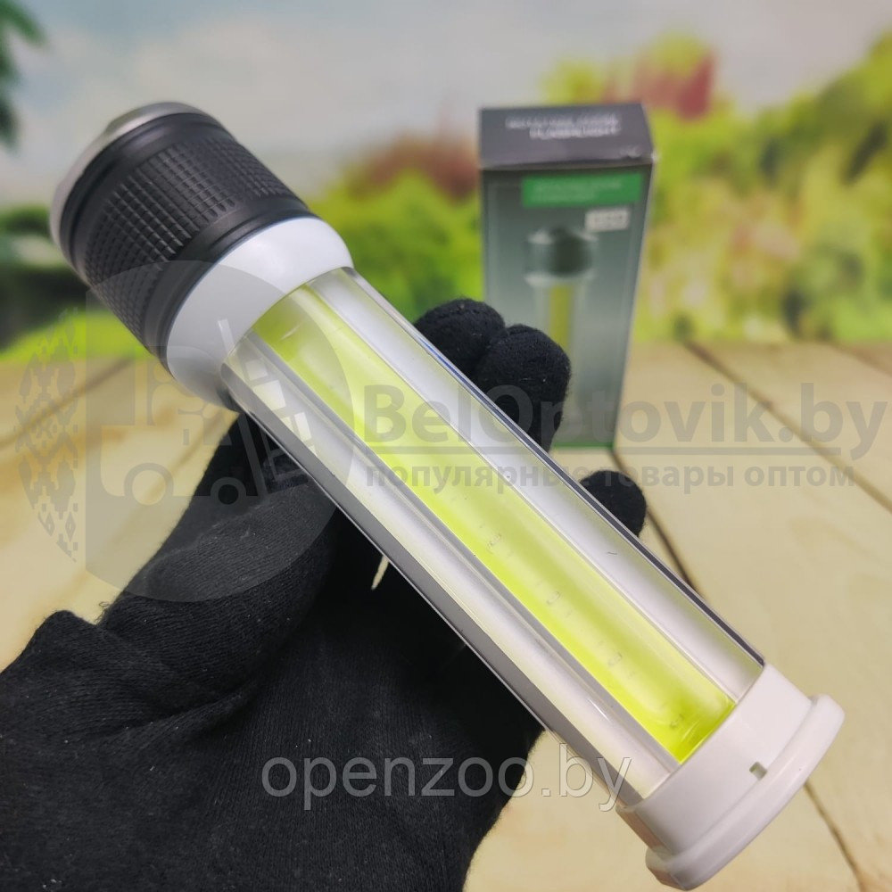 Ручной аккумуляторный фонарь Rotating Zoom Flashlight 129 LED боковая световая СОВ панель функционал Power - фото 3 - id-p156096428