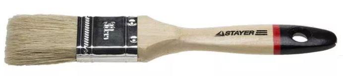 Кисть плоская STAYER  "UNIVERSAL-EURO", светлая натуральная щетина, деревянная ручка, 38мм