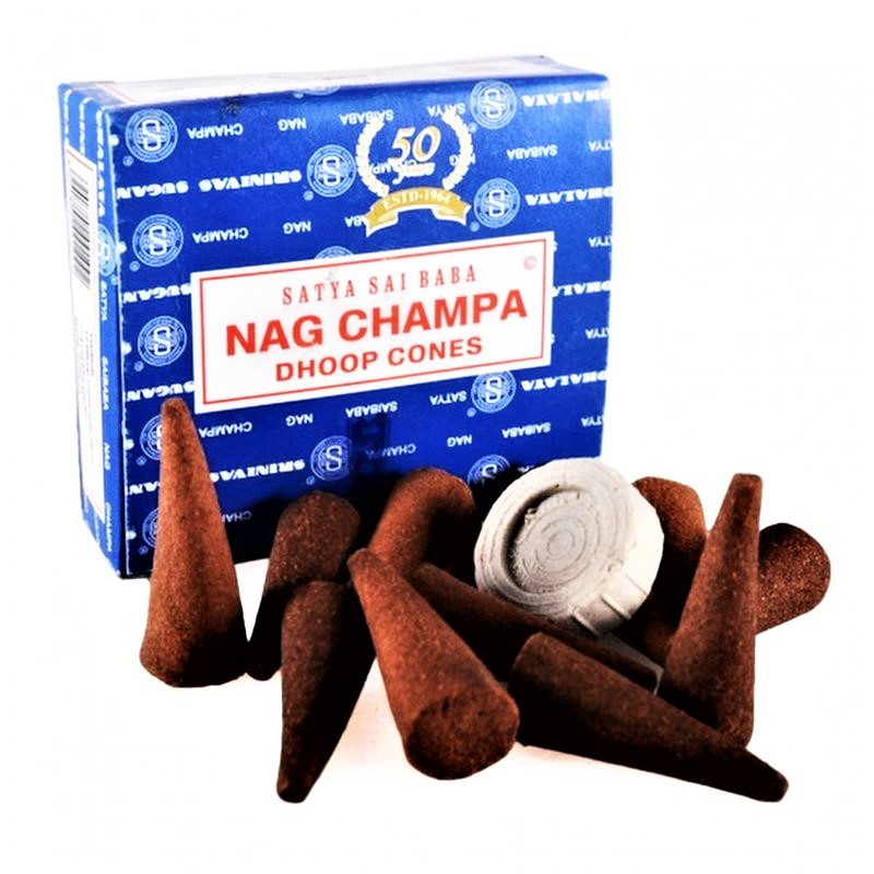 Благовония конусы Наг Чампа Сатья (Satya Nag Champa), 12шт тонизирующий цветочный аромат - фото 1 - id-p156113550