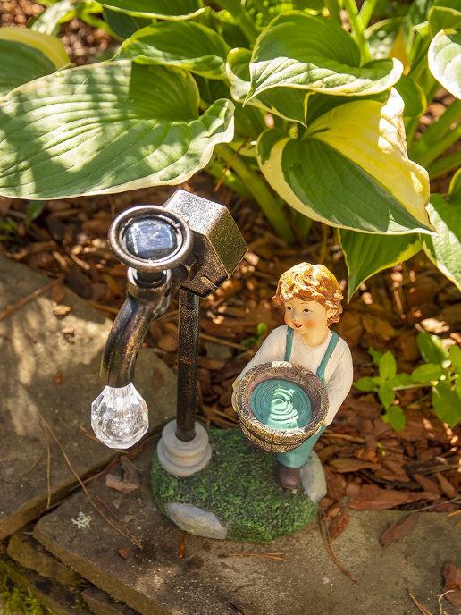 Фигура садовая ЧУДЕСНЫЙ САД "Том" с LED подсветкой на солнеч.батарее, полирезина - фото 6 - id-p156128714
