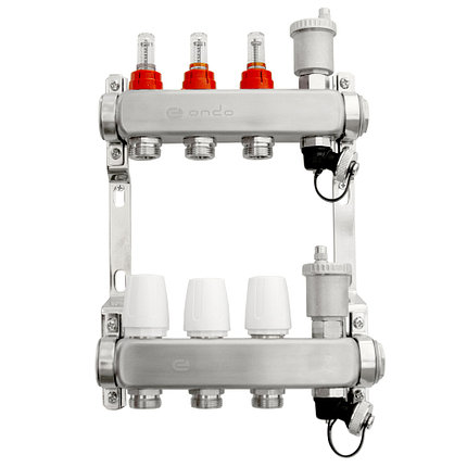 Гребенка для теплого пола 3 вых. ONDO нержавеющая сталь, фото 2