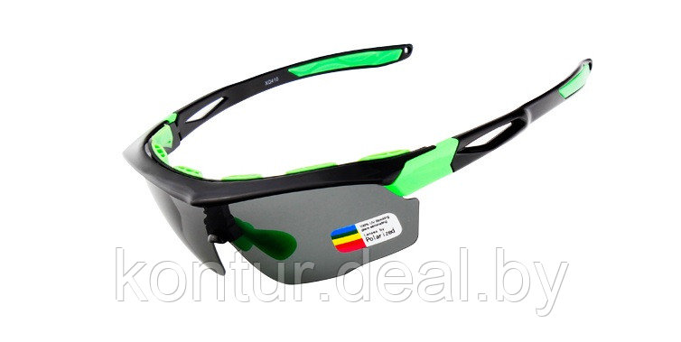 Очки солнцезащитные XQ410, (черно-зелёные / дымчатые) +3 доп. линзы - фото 2 - id-p156161223