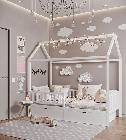 Детская кровать домик  "Лотос-7" цвет белый, фото 2