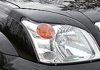 Накладки на передние фары (реснички) Toyota LC Prado 120 2003 2009, глянец (под покраску)