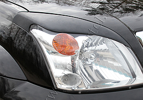 Накладки на передние фары (реснички) Toyota LC Prado 120 2003—2009, глянец (под покраску)