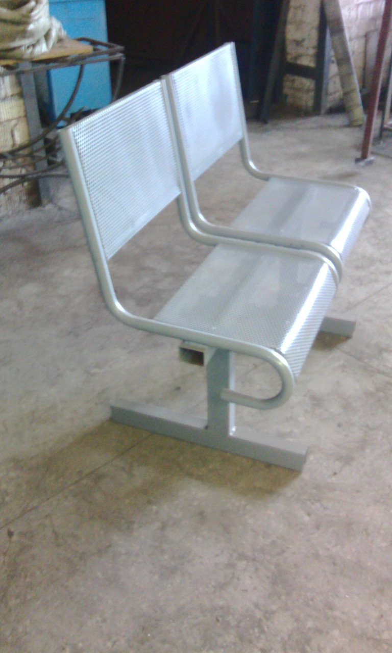 Скамейка металлическая секционная с увеличенной спинкой 2-х местная - фото 2 - id-p156315461