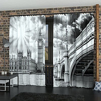 Фотошторы «Лондон, чёрно-белый», размер 150х260 см-2 шт., габардин