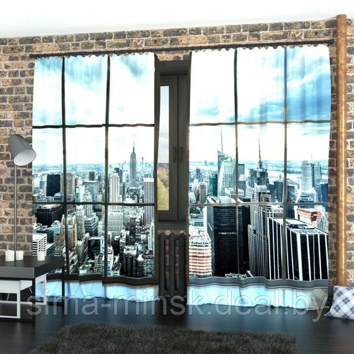 Фотошторы «Окно на Манхеттен», размер 150х260 см-2 шт., габардин - фото 1 - id-p156316773