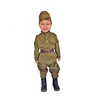 Карнавальный костюм "Солдат-малютка", пилотка, гимнастёрка, ремень, галифе, 1-2 года, рост 82-92 см