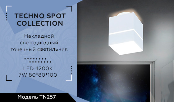 Спот светодиодный точечный накладной TN257 WH/S белый/песок LED 4200K 7W - фото 6 - id-p156357360