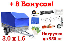 Автомобильный самосвальный прицеп Кремень "Бизнес люкс" (3,0х1,56х0,5м, до 1500кг)