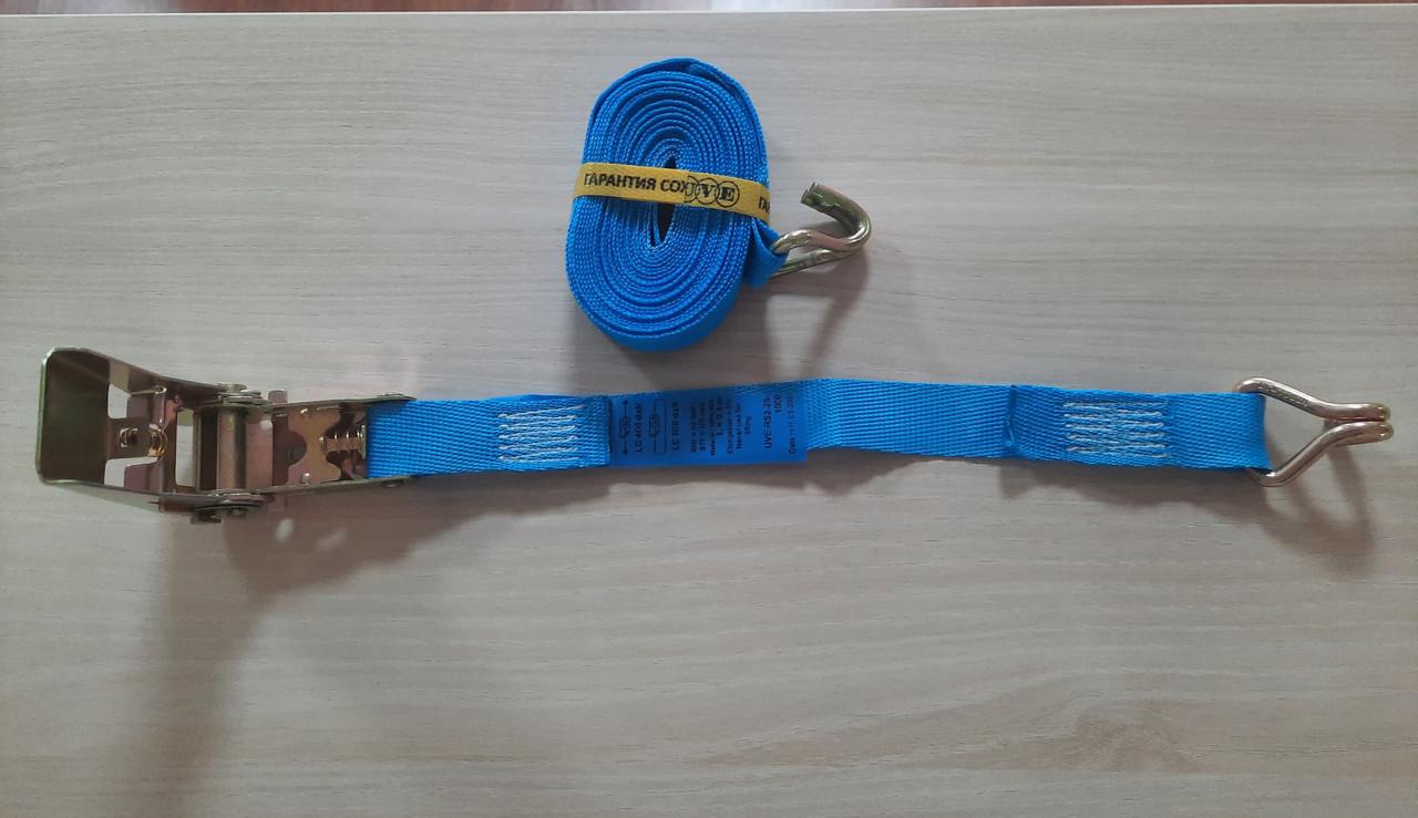 Ремень стяжной UVE, 0.4/ 0,8 тн (800 кг),5 метров,25 мм, синий - фото 5 - id-p156372177