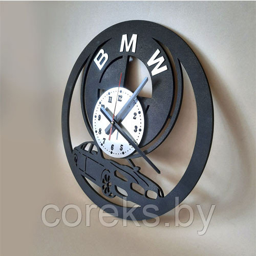 Деревянные настенные часы "BMW" (диаметр 40 см) - фото 2 - id-p156380730
