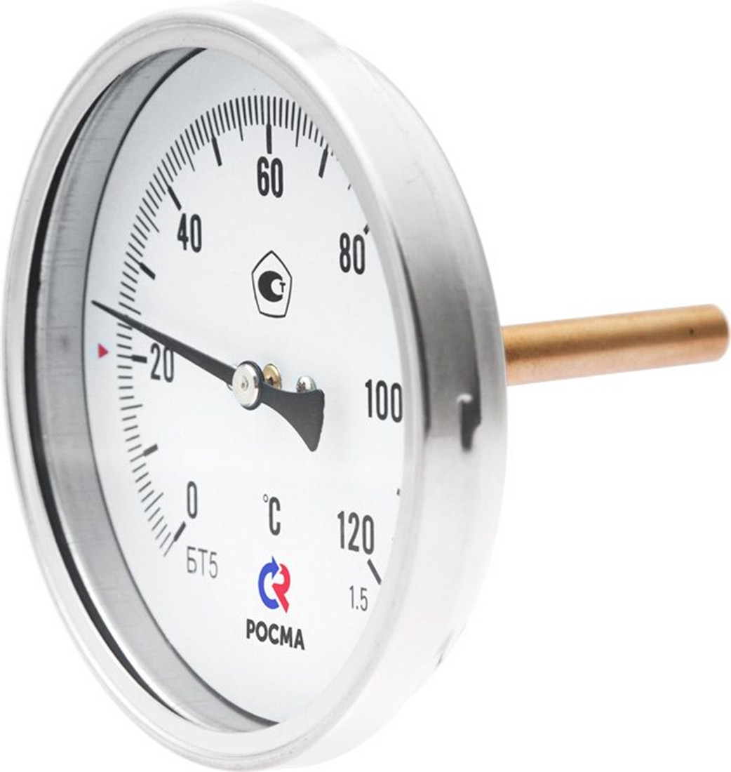 Термометр биметаллический БТ-51.211(0-160С) G1/2.80.1,5 осевой d=100мм