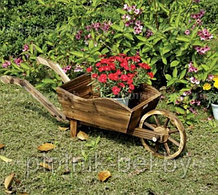 Тачка садовая - деревянное декоративное кашпо "Садовод"