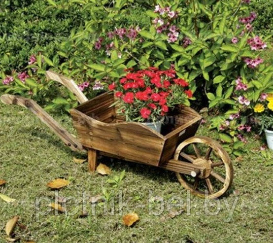 Тачка садовая - деревянное декоративное кашпо "Садовод" - фото 1 - id-p58850797