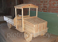 Детская деревянная уличная машинка-песочница для площадки "Полицейский грузовик"