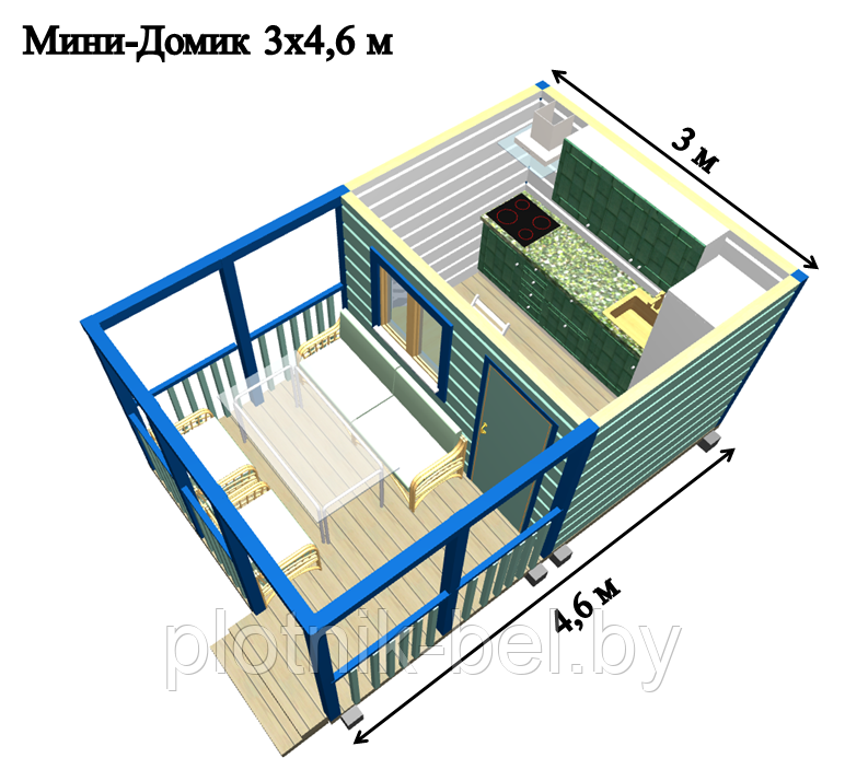 САДОВЫЙ ДОМИК с террасой 3х4,6 (СД-61.0) - фото 2 - id-p76613700