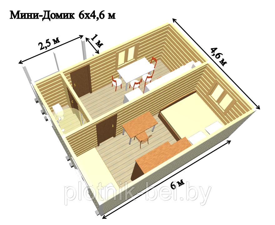 САДОВЫЙ ДОМИК с террасой 6х4,6 (СД-75.0) - фото 3 - id-p76613922