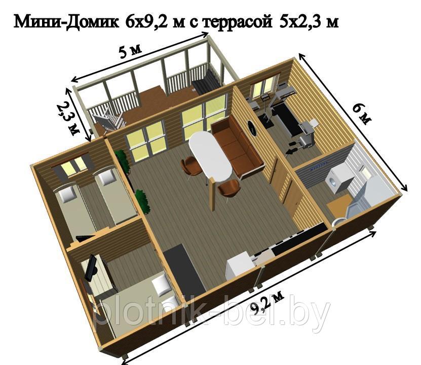 САДОВЫЙ ДОМИК с террасой 6х9,2 (СД-113.0) - фото 3 - id-p77145589