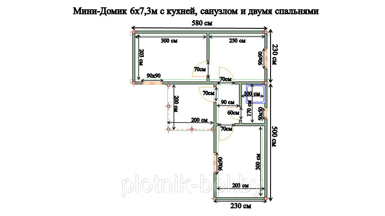 САДОВЫЙ ДОМИК с террасой 6х7,3 (СД-118.0) - фото 2 - id-p77145592