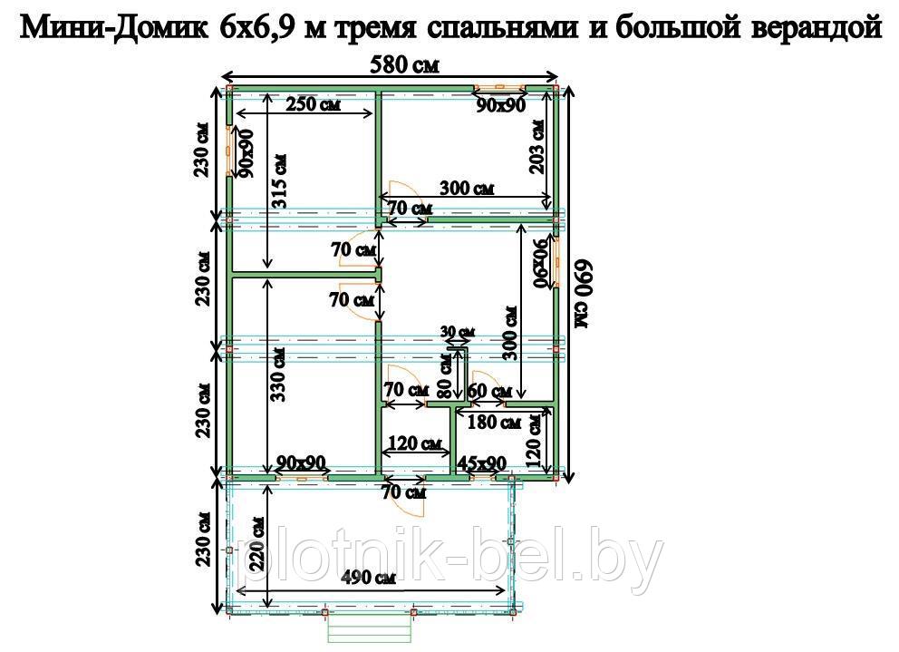 САДОВЫЙ ДОМИК с террасой 6х9,2 (СД-116.0) - фото 2 - id-p77145593