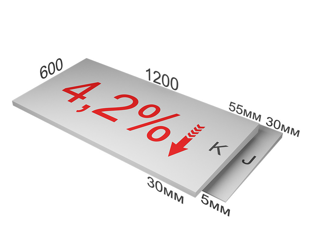 XPS ТехноНИКОЛЬ CARBON PROF SLOPE-4,2% S/2 1200х600х5/30 Элемент J